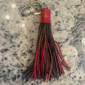 Louis Vuitton Red Leather Tassel Keychain
